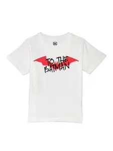 DC by Wear Your Mind Boys White Batman Printed Cotton T-shirt