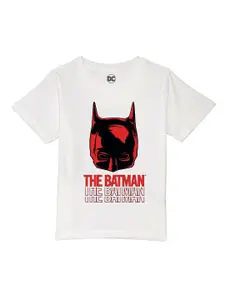 DC by Wear Your Mind Boys White & Red Typography Batman Printed Pure Cotton T-shirt