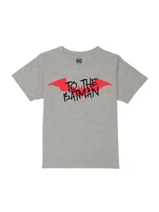 DC by Wear Your Mind Boys Grey & Black Typography Batman Printed Cotton T-shirt