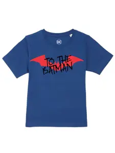 DC by Wear Your Mind Boys Blue Typography Batman Printed Pure Cotton T-shirt