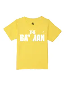 DC by Wear Your Mind Boys Yellow Batman Printed Pure Cotton T-shirt