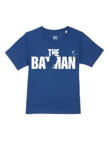 DC by Wear Your Mind Boys Blue Typography Batman Printed Indigo T-shirt