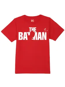 DC by Wear Your Mind Boys Red & White Typography Batman Printed Cotton T-shirt