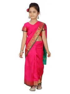 Aarika Pink & Gold-Toned Ethnic Motifs Zari Art Silk Kanjeevaram Saree