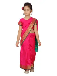 Aarika Pink & Green Zari Art Silk Kanjeevaram Saree