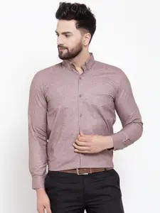 JAINISH Men Mauve Smart Slim Fit Solid Formal Shirt