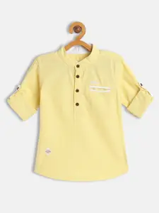 TONYBOY Boys Yellow Solid Premium Casual Shirt