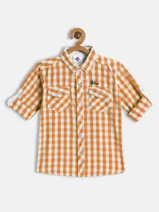 TONYBOY Boys Orange Premium Checked Casual Shirt