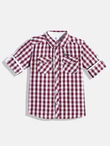 TONYBOY Boys Burgundy Premium Checked Casual Shirt