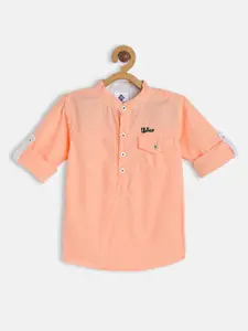 TONYBOY Boys Peach-Coloured Premium Casual Shirt