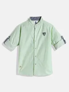 TONYBOY Boys Lime Green Solid Premium Casual Shirt
