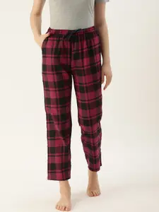 Kryptic Women Relaxed Fit Checked Pure Cotton Lounge Pants