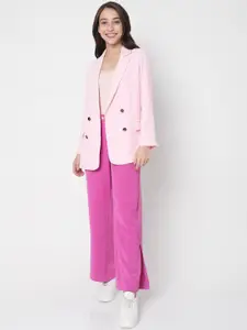 Vero Moda Women Pink Solid Single Breasted Blazer
