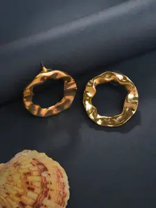 SOHI Gold-Plated Contemporary Studs Earrings