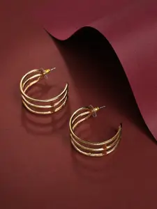 SOHI Gold-Toned Contemporary Half Hoop Earrings