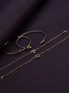 SOHI Women 4 Gold-Toned Gold-Plated Bangle-Style Bracelet