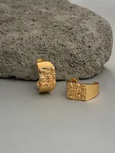 SOHI Gold-Plated Contemporary Half Hoop Earrings