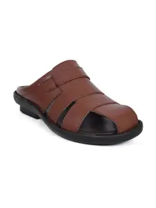Ajanta Men Brown Solid Slip On Comfort Sandals