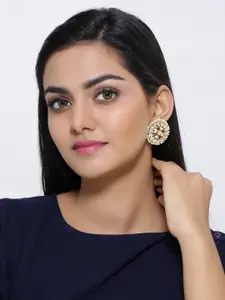 Silvermerc Designs Gold-Plated Kundan Contemporary Studs Earrings