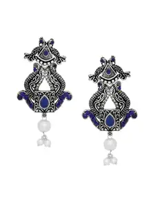 Silvermerc Designs Silver-Toned Oxidised Drop Earrings