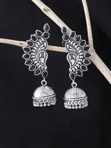 Silvermerc Designs Silver Plated Oxidised Contemporary Jhumkas Earrings