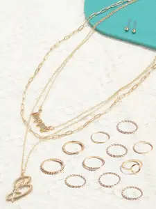 AMI Gold-Plated Layered Necklace Jewellery Set