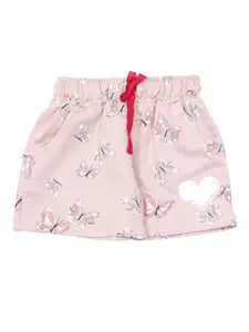 Lil Lollipop Girls Pink & Green Conversational Printed Pure Cotton Shorts