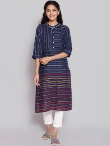AURELIA Women Blue Striped Kurta