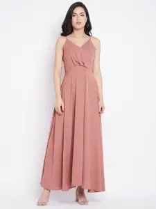 Ruhaans Rose Pink Strappy Georgette Maxi Dress