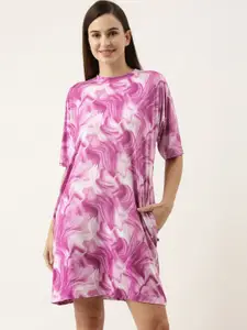Bannos Swagger Purple Printed Nightdress