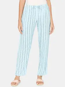 Coucou by Zivame Women Blue Striped Lounge Pants