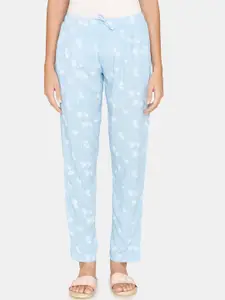 Coucou by Zivame Women Blue & White Printed Lounge Pants