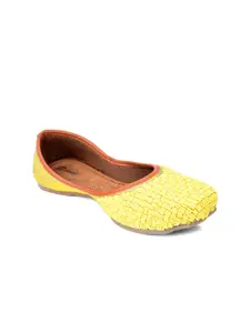 DESI COLOUR Women Yellow Ethnic Mojaris Flats