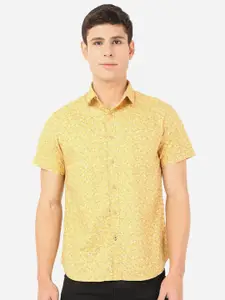 Greenfibre Men Mustard Slim Fit Printed Cotton Casual Shirt