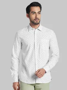 Parx Men White Slim Fit Micro Ditsy Printed Casual Shirt