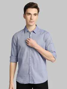 Parx Men Blue Slim Fit Cotton Casual Shirt