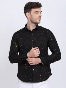JJAAGG T Men Black Classic Printed Pure Cotton Casual Shirt