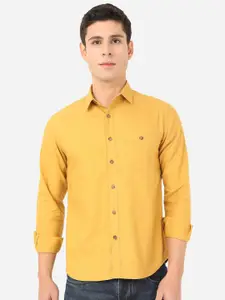 Greenfibre Men Mustard Yellow Slim Fit Cotton Casual Shirt