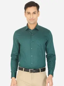 Greenfibre Men Green Slim Fit Printed Formal Shirt