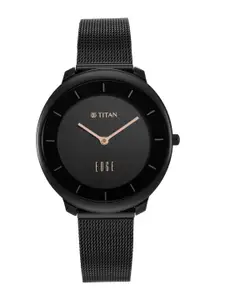 Titan Women Black Dial & Black Stainless Steel Straps Analogue Watch