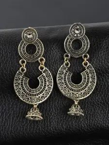 ANIKAS CREATION Gold Plated Antique Contemporary Chandbali Earrings