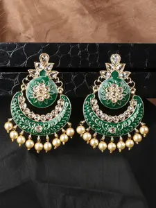 ANIKAS CREATION Green & Gold Plated Chandbalis Earrings