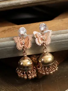 ANIKAS CREATION Gold Plated Butterfly Contemporary Jhumkas Earrings
