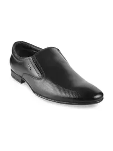 Metro Men Black Leather Formal Slip on Shoes