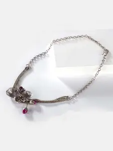 SHAYA Silver-Toned & Pink 925 Sterling Silver Choker Necklace