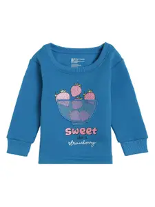Bodycare Kids Girls Blue Printed Cotton Sweatshirt