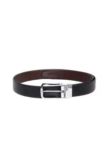 MUTAQINOTI Men Black & Brown Reversible Leather Belt