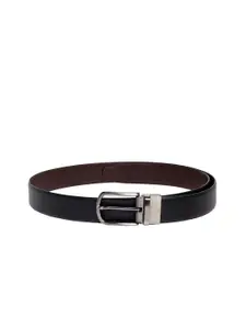 MUTAQINOTI Men Black & Brown Leather Reversible Formal Belt