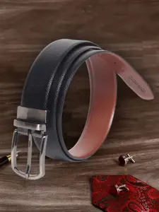 MUTAQINOTI Men Black Leather Reversible Formal Belt