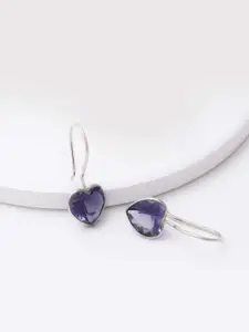 GIVA 925 Sterling Silver Rhodium Plated Ornate Purple Heart Drop Earrings